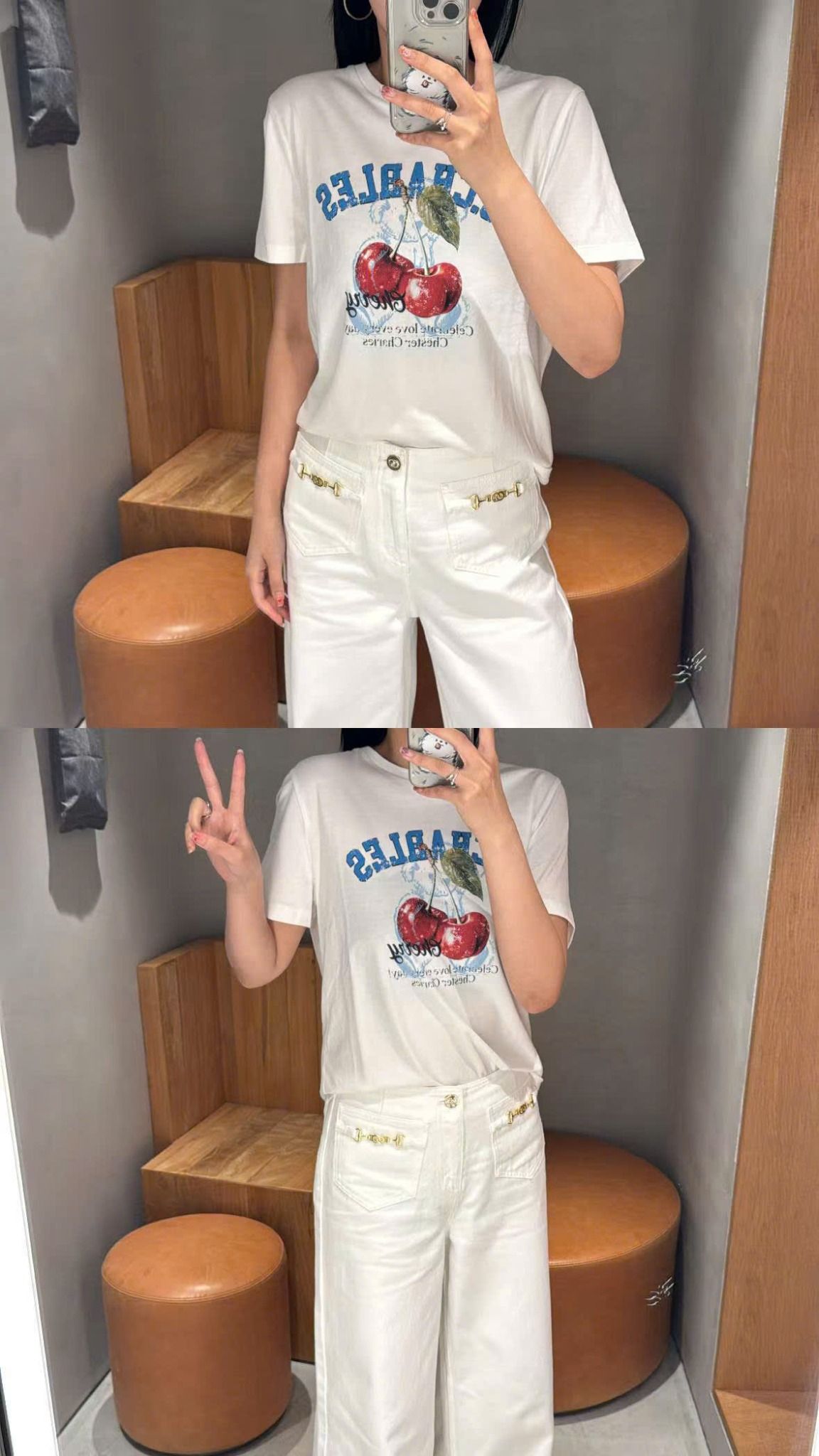  Áo phông trắng cherry đỏ 