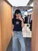  Áo navy ngắn tay, ngôi sao lớn đính đá ngực 