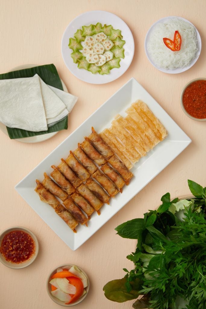  Chả Ram Tôm Đất Cuộn Rau Rừng 