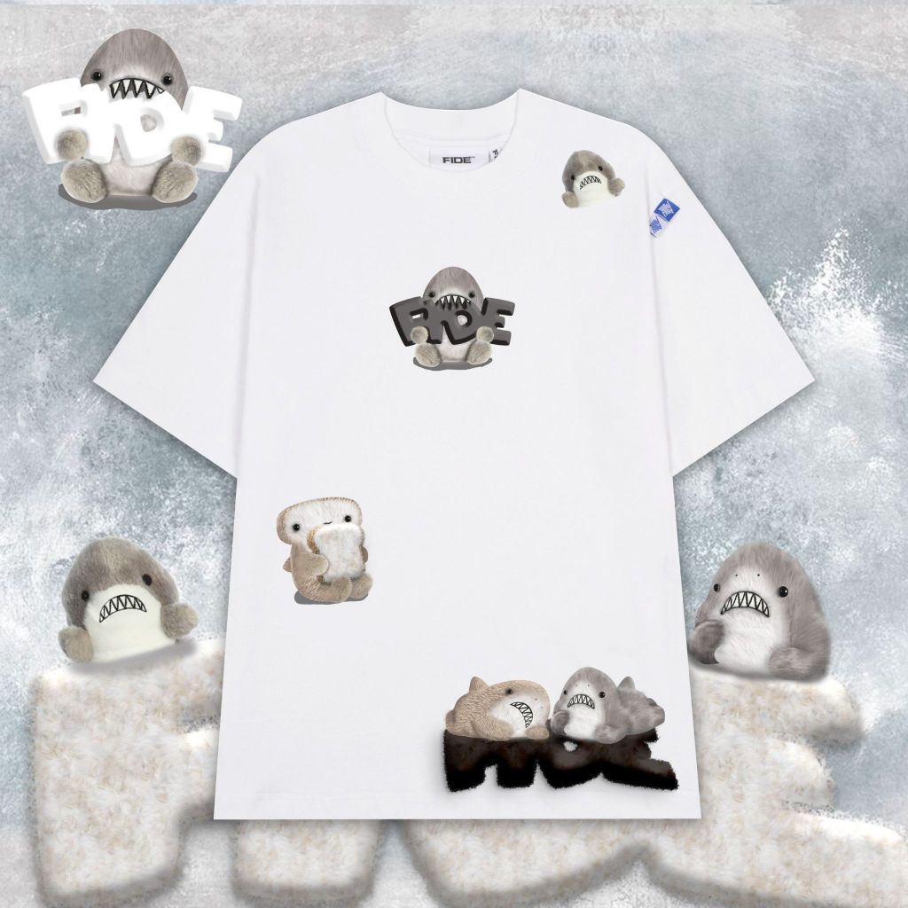 Áo thun FIDE shark unisex form rộng cổ tròn SHARK CUTE - AT09