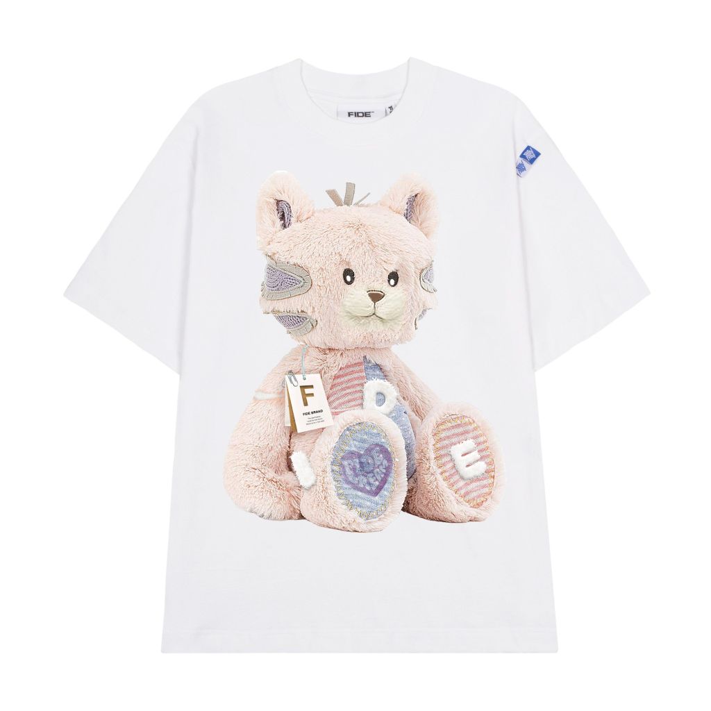 ÁO THUN FIDE GẤU FIDE UNISEX NAM NỮ CỔ TRÒN GẤU HỒNG - AT02