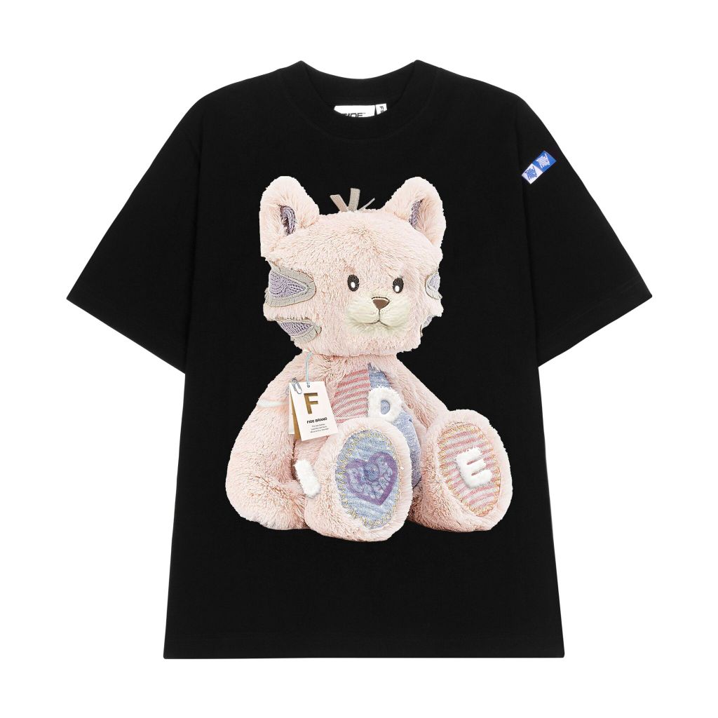 ÁO THUN FIDE GẤU FIDE UNISEX NAM NỮ CỔ TRÒN GẤU HỒNG - AT02