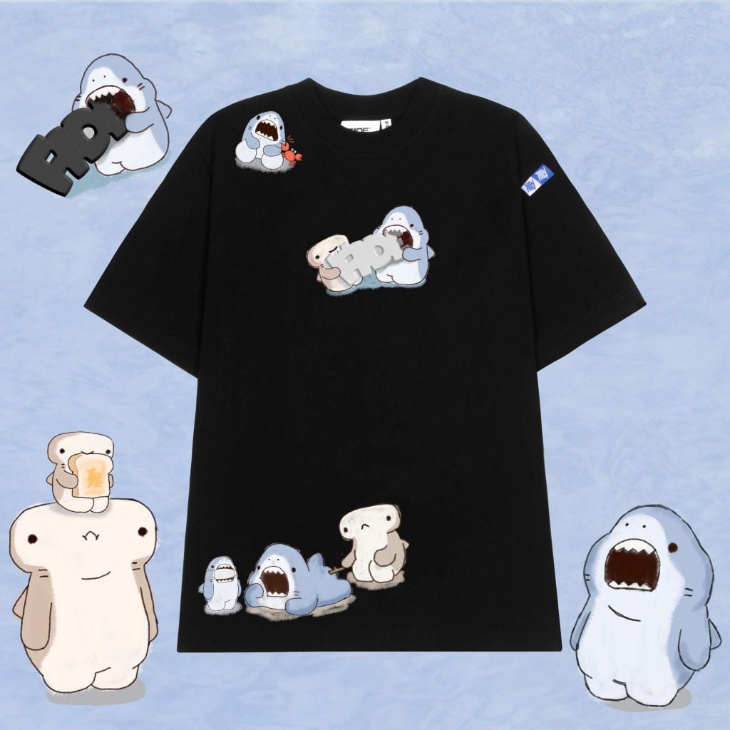 Áo thun FIDE shark unisex form rộng cổ tròn SHARK CUTE - AT10