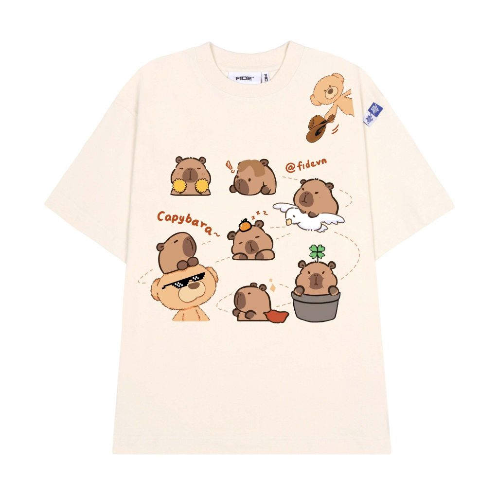 Áo thun FIDE CAPYBARA unisex form rộng cổ tròn CAPYBARA - AT51 Cotton