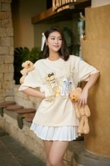 Áo thun FIDE TEDDY phông unisex form rộng local brand nam nữ cổ tròn oversize Đính gấu - AT67 (TẶNG KÈM GẤU)