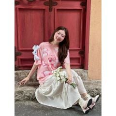 Áo thun FIDE TEEDY phông cotton unisex nam nữ form rộng cổ tròn áo đính gấu - AT59(TẶNG KÈM GẤU)