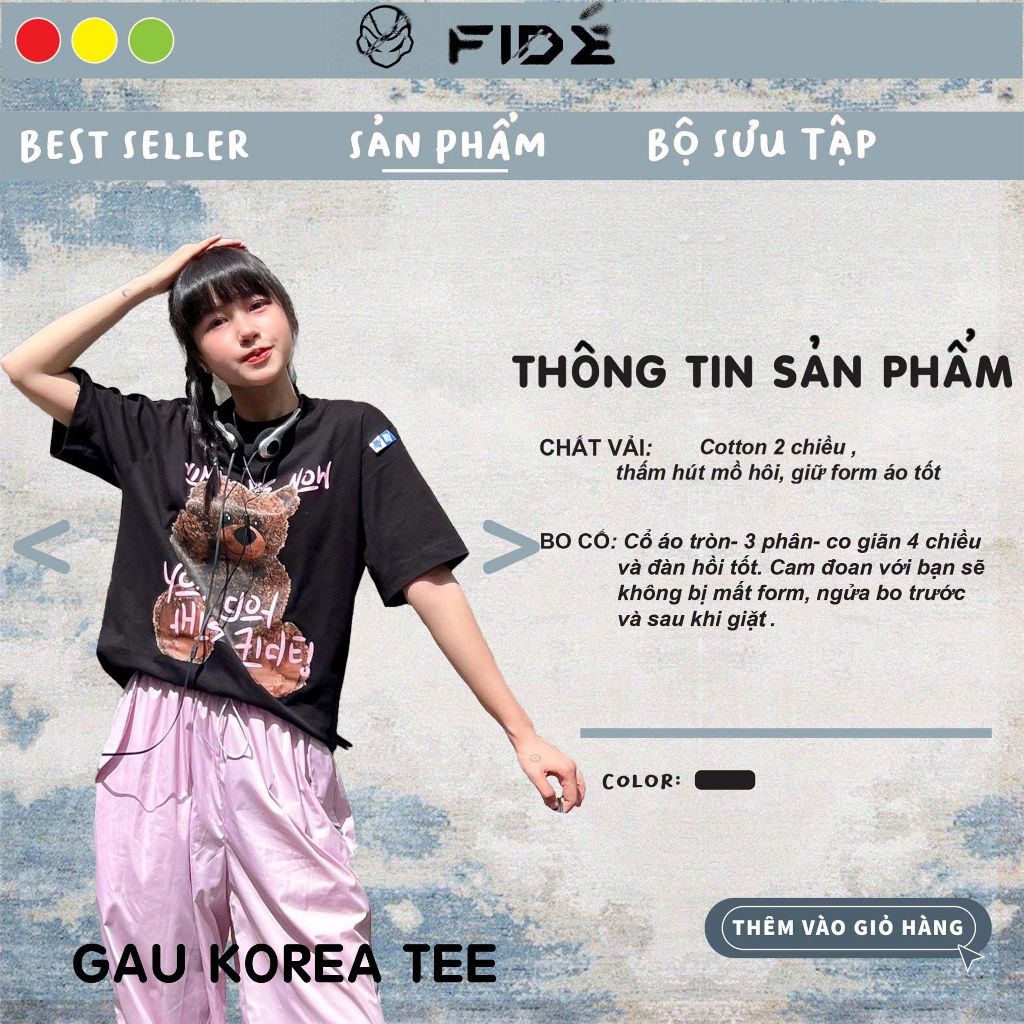Áo thun FIDE phông trơn nam nữ cổ tròn FIDE GẤU KOREA