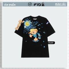 Áo thun FIDE TEEDY phông cotton unisex nam nữ form rộng cổ tròn ulzzang áo đính gấu - AT35(TẶNG KÈM GẤU)