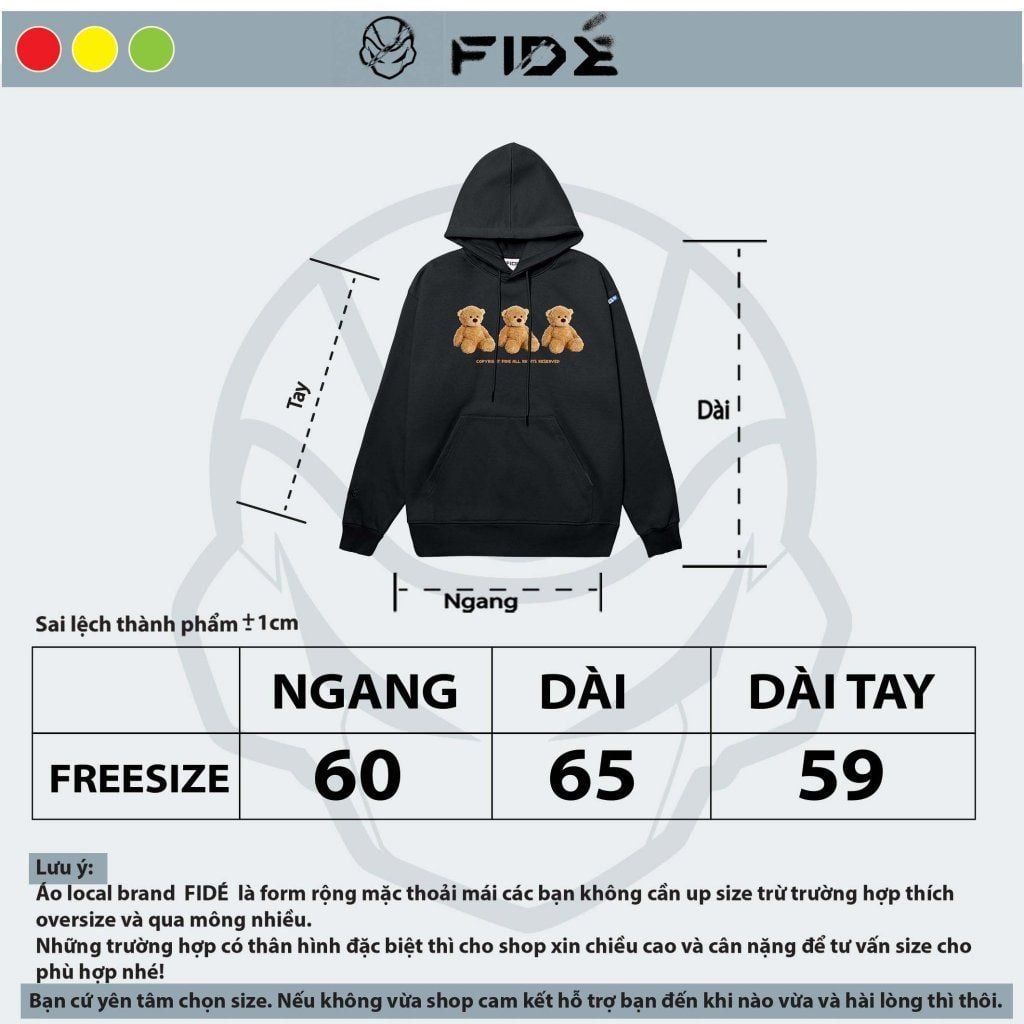 ÁO HOODIE FIDE GẤU COTTON NAM NỮ - HD05