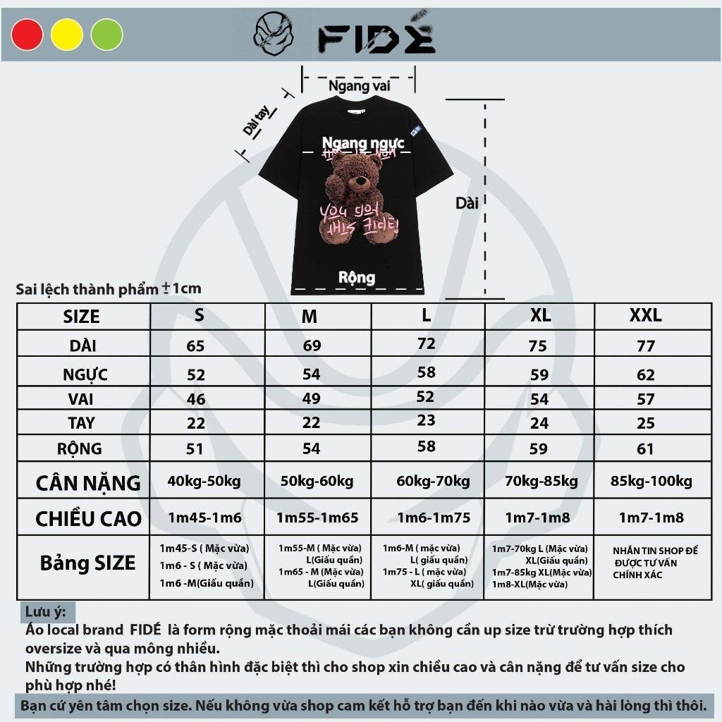 Áo thun FIDE phông trơn nam nữ cổ tròn FIDE GẤU KOREA