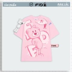 Áo thun FIDE TEEDY phông cotton unisex nam nữ form rộng cổ tròn áo đính gấu - AT59(TẶNG KÈM GẤU)