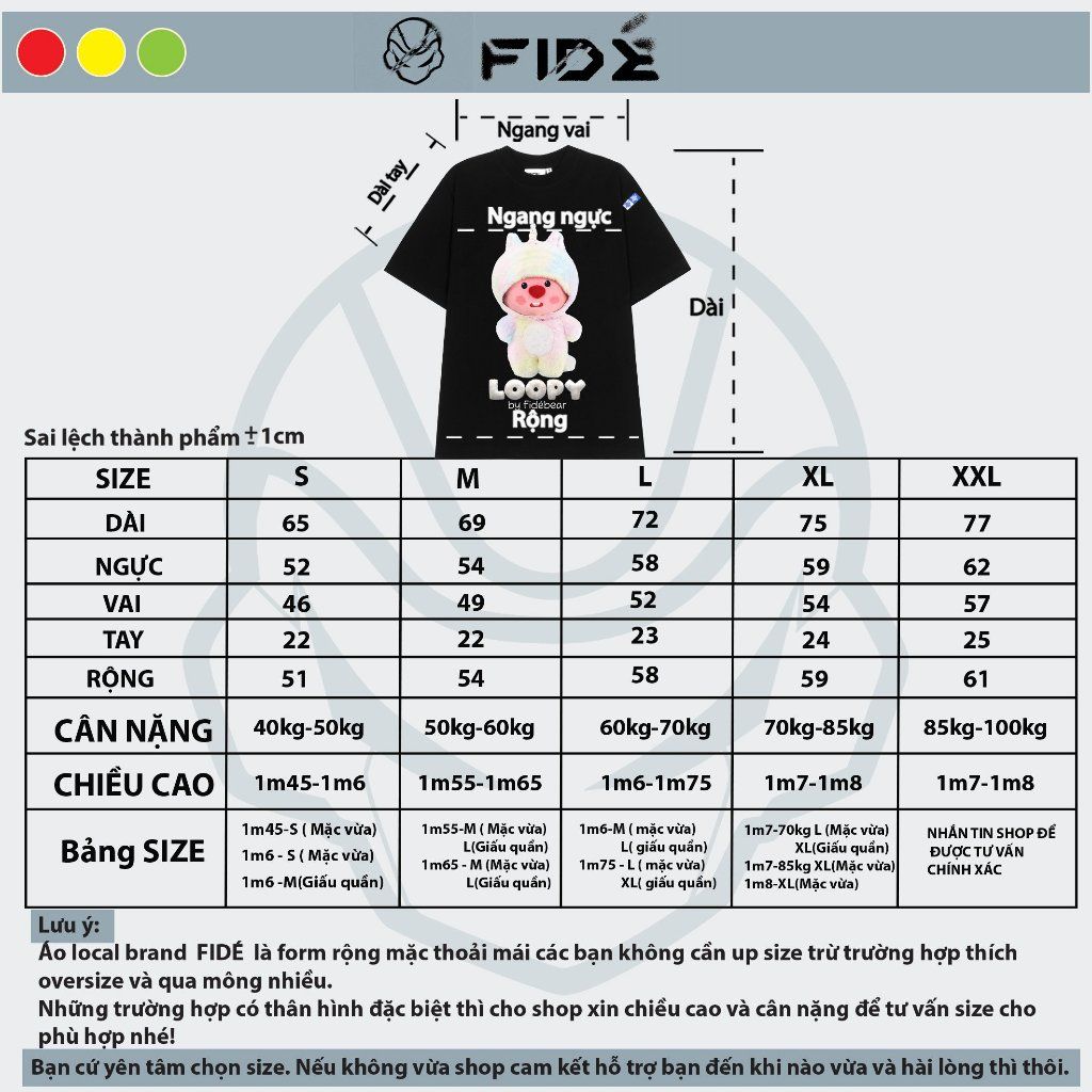 Áo thun FIDE LOOPY Hải Ly unisex form rộng cổ tròn LOOPY - AT15