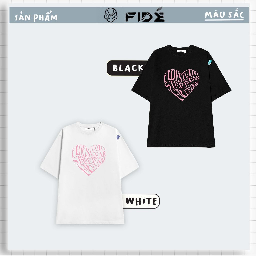 Áo thun unisex FIDE phông trơn nam nữ cổ tròn FIDE TRÁI TIM