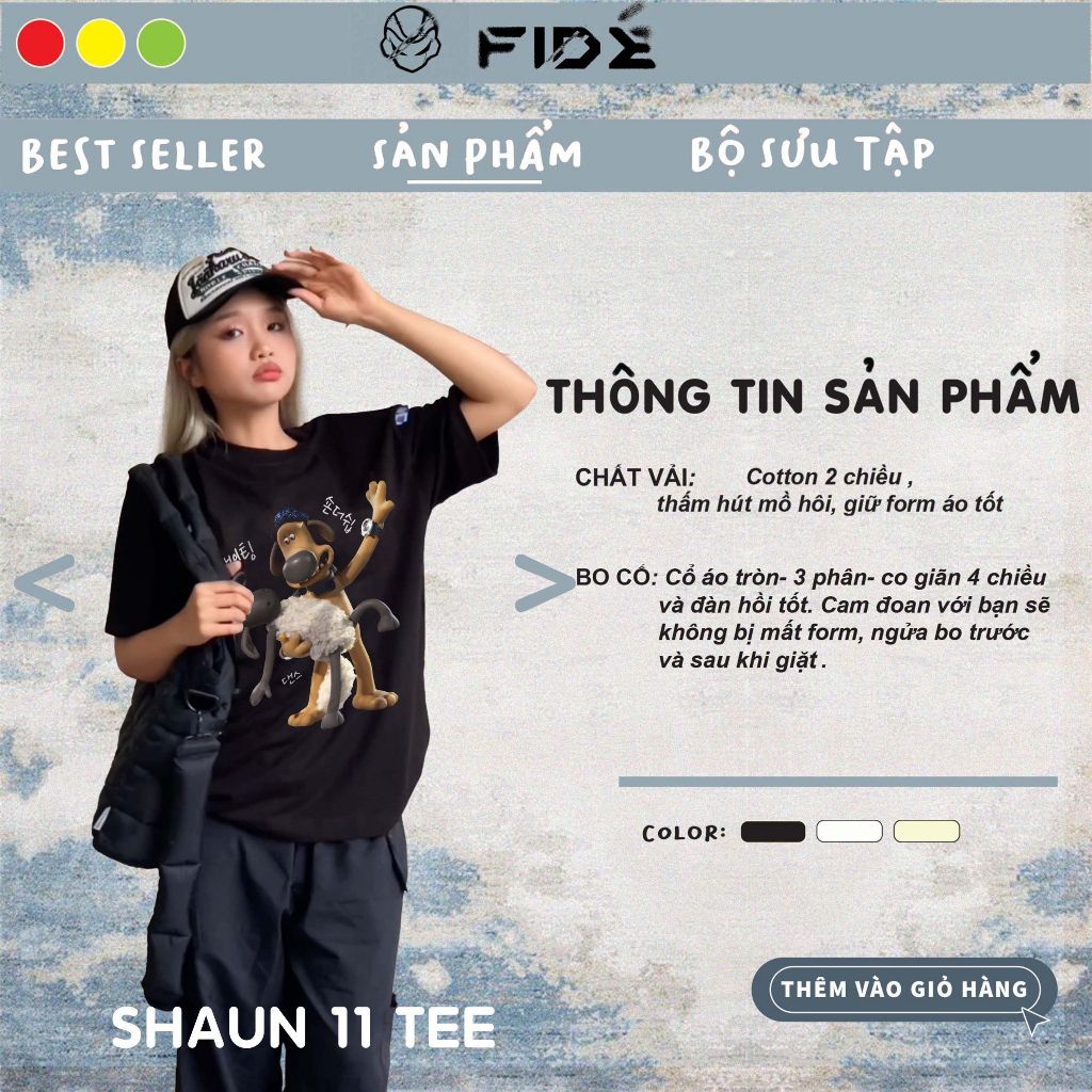 Áo thun FIDE Cừu shaun phông unisex nam nữ form rộng cổ tròn ulzzang SHAUN 11