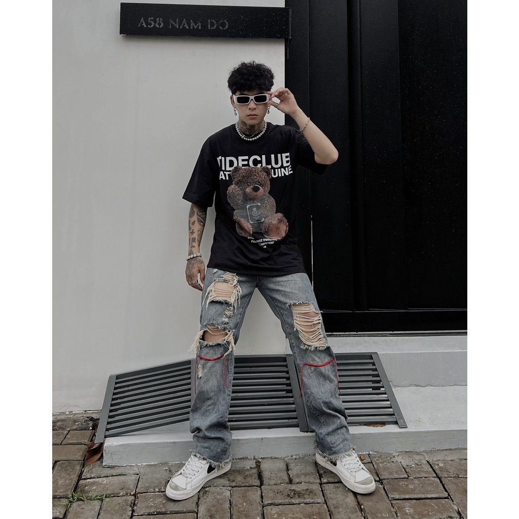 Áo thun FIDE unisex nam nữ form rộng cổ tròn GẤU JOKER