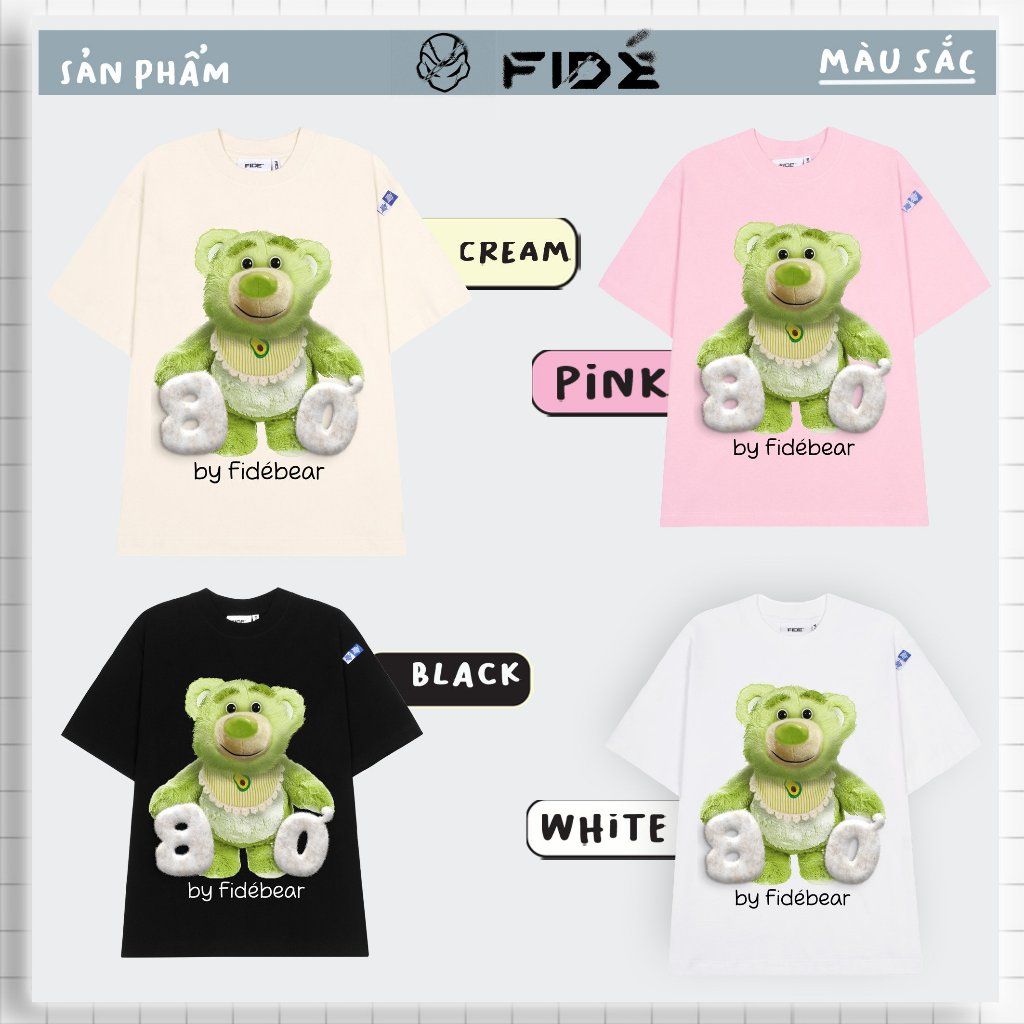 Áo thun FIDE GẤU BƠ unisex form rộng cổ tròn LOTSO - AT17