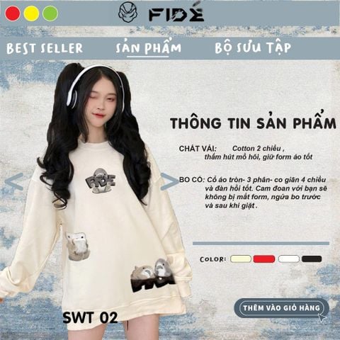 Áo Sweater FIDE SHARK unisex nam nữ Sweater Cotton oversize form rộng -SW02