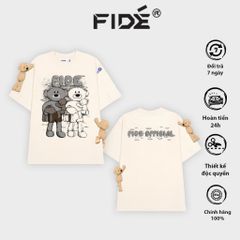 Áo thun FIDE TEEDY phông cotton unisex nam nữ form rộng cổ tròn ulzzang áo đính gấu - AT55 (TẶNG KÈM 2 GẤU)