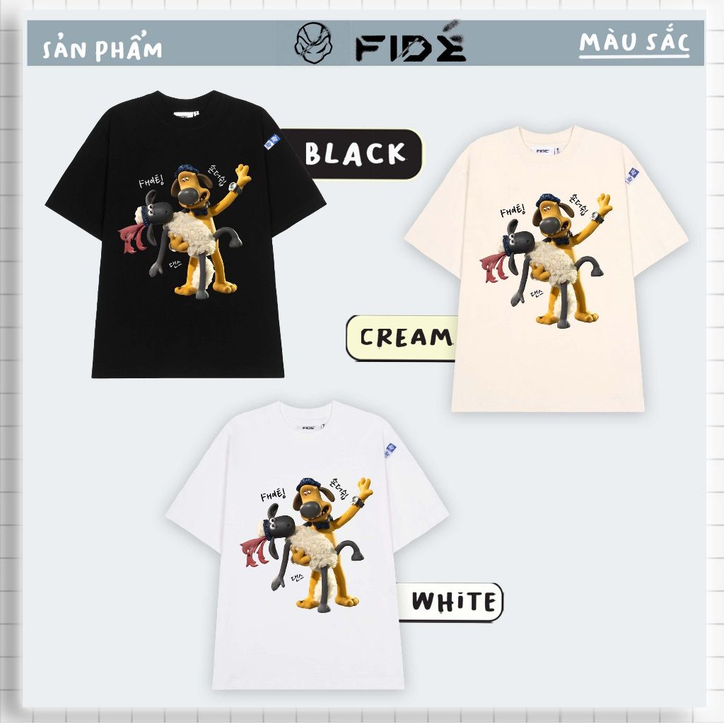 Áo thun FIDE Cừu shaun phông unisex nam nữ form rộng cổ tròn ulzzang SHAUN 11