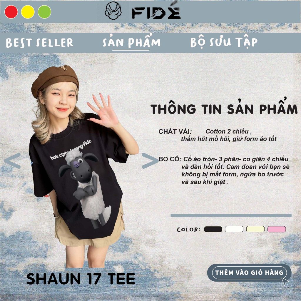 Áo thun FIDE Cừu shaun phông unisex nam nữ form rộng cổ tròn ulzzang SHAUN 17