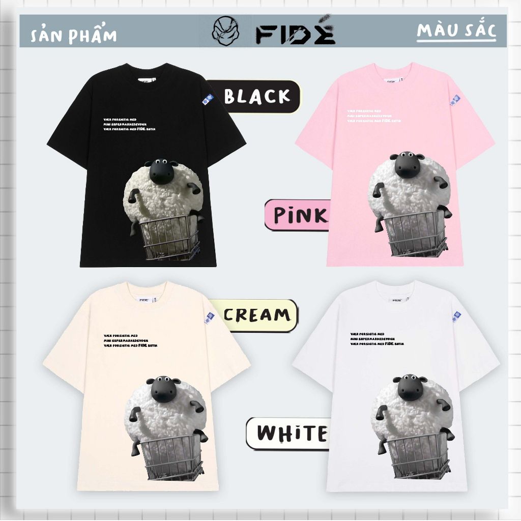 Áo thun FIDE Cừu shaun phông unisex nam nữ form rộng cổ tròn ulzzang SHAUN 16