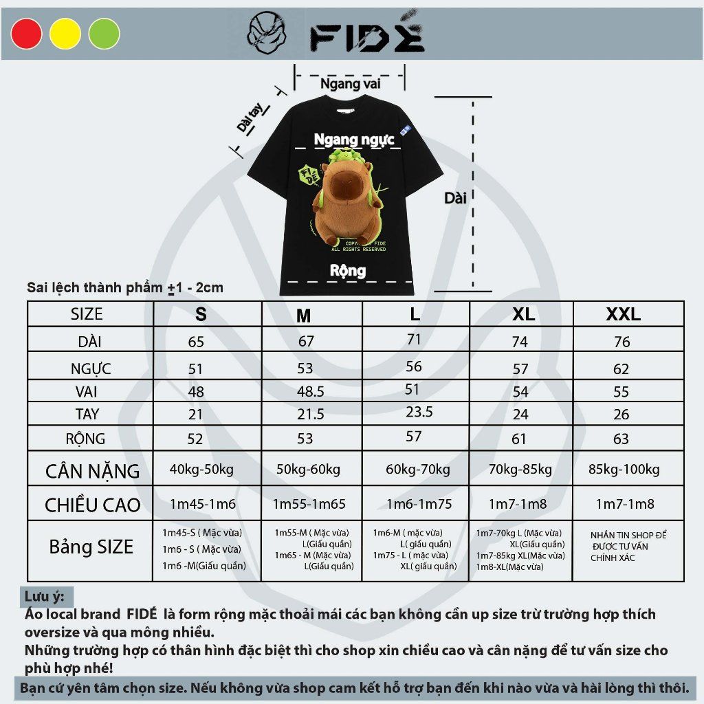 Áo thun FIDE CAPYBARA unisex form rộng cổ tròn CAPYBARA - AT58 Cotton