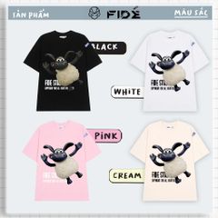 Áo thun FIDE Cừu Shaun phông trơn nam nữ cổ tròn unisex SHAUN 01