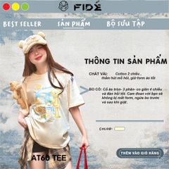 Áo thun FIDE TEEDY phông cotton unisex nam nữ form rộng cổ tròn áo đính gấu - AT60(TẶNG KÈM GẤU)