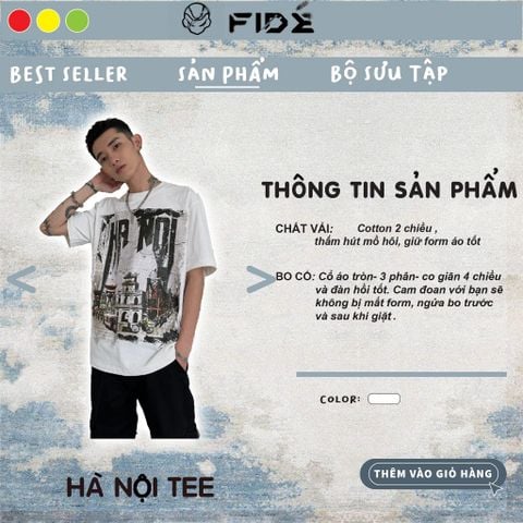 Áo thun địa danh HÀ NỘI FIDE phông unisex nam nữ form rộng ulzzang HÀ NỘI