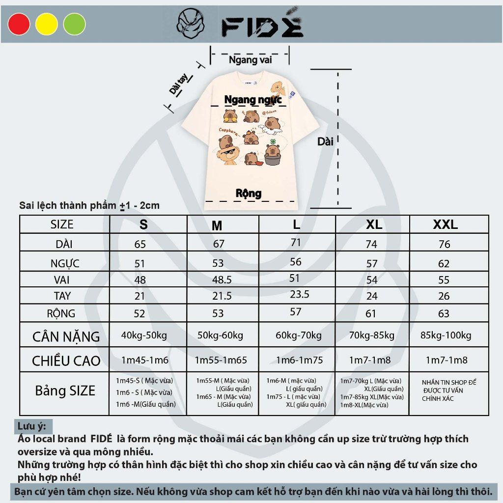 Áo thun FIDE CAPYBARA unisex form rộng cổ tròn CAPYBARA - AT51 Cotton