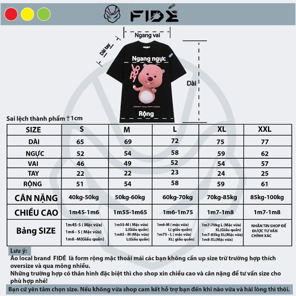 Áo thun FIDE LOOPY Hải Ly unisex form rộng cổ tròn LOOPY - AT21