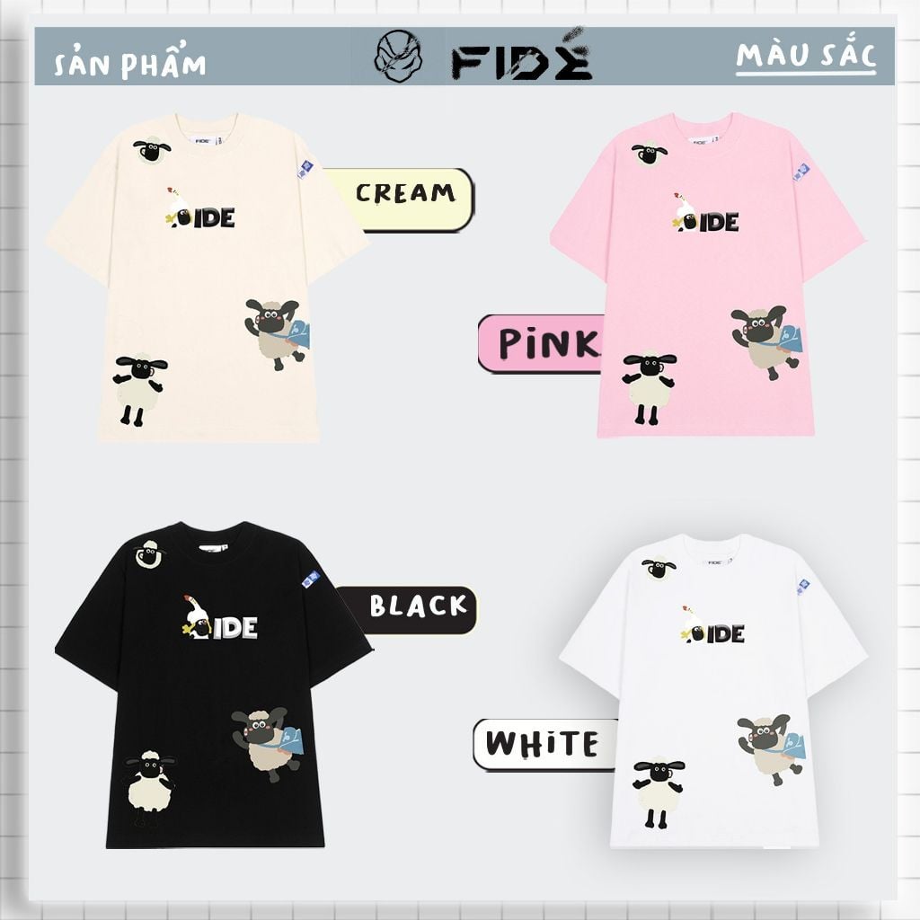 Áo thun FIDE Cừu shaun phông unisex nam nữ form rộng cổ tròn ulzzang SHAUN 03