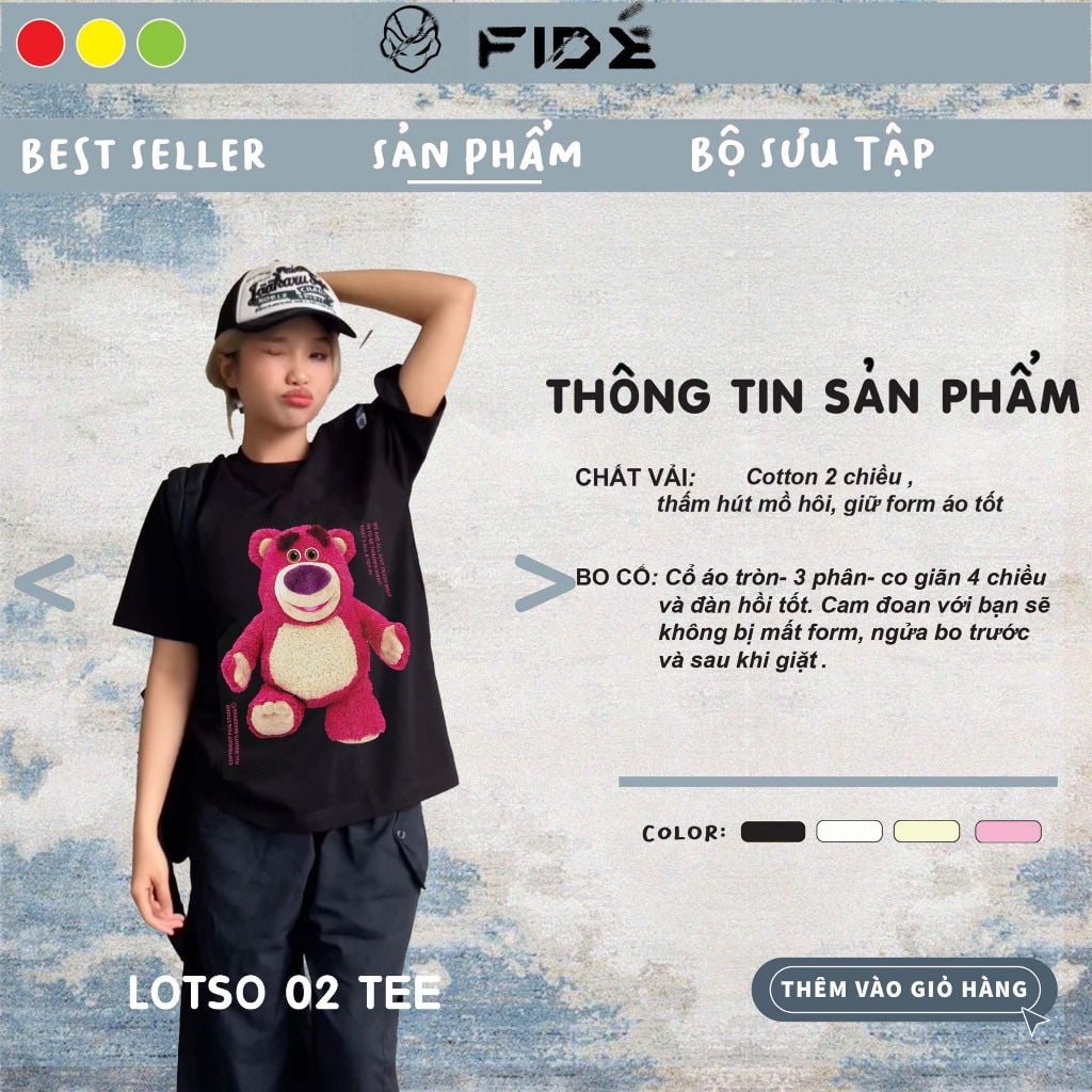 Áo thun FIDE phông trơn nam nữ cổ tròn FIDE GẤU LOTSO 02