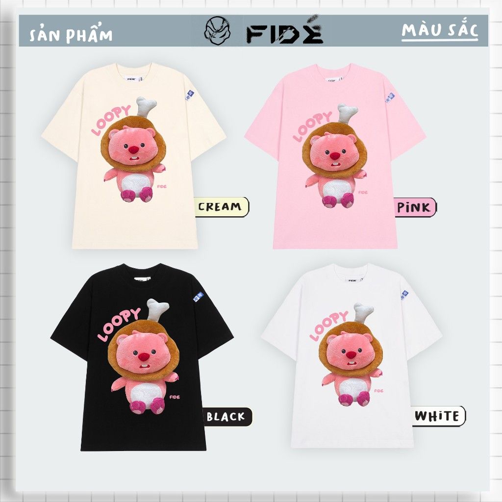 Áo thun FIDE LOOPY Hải Ly unisex form rộng cổ tròn LOOPY - AT23
