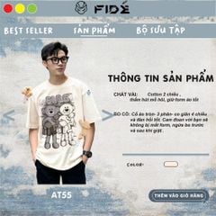 Áo thun FIDE TEEDY phông cotton unisex nam nữ form rộng cổ tròn ulzzang áo đính gấu - AT55 (TẶNG KÈM 2 GẤU)