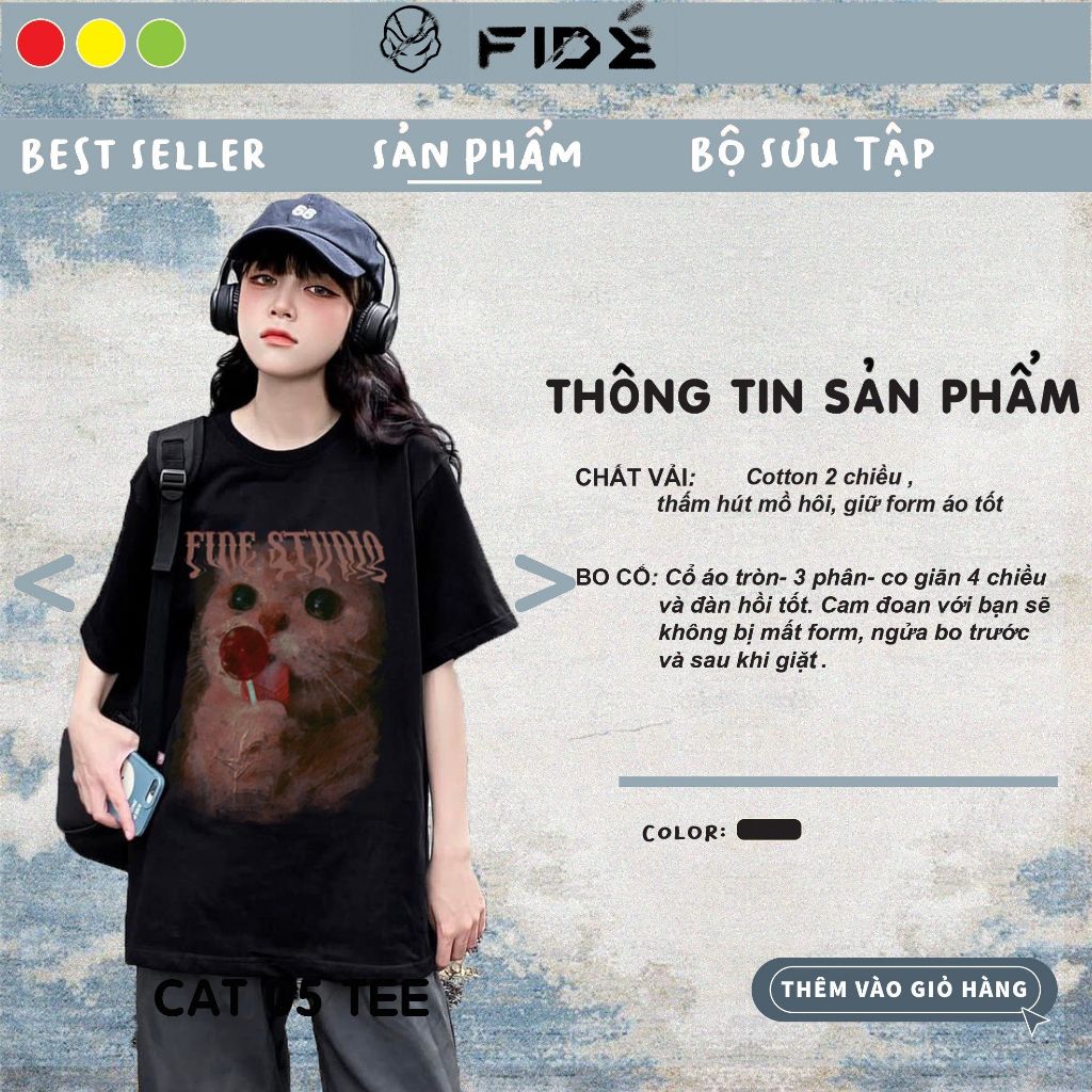 Áo thun FIDE phông unisex nam nữ form rộng ulzzang CAT 05