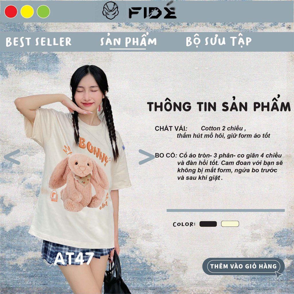 Áo thun FIDE BUNNY unisex form rộng cổ tròn BUNNY - AT47