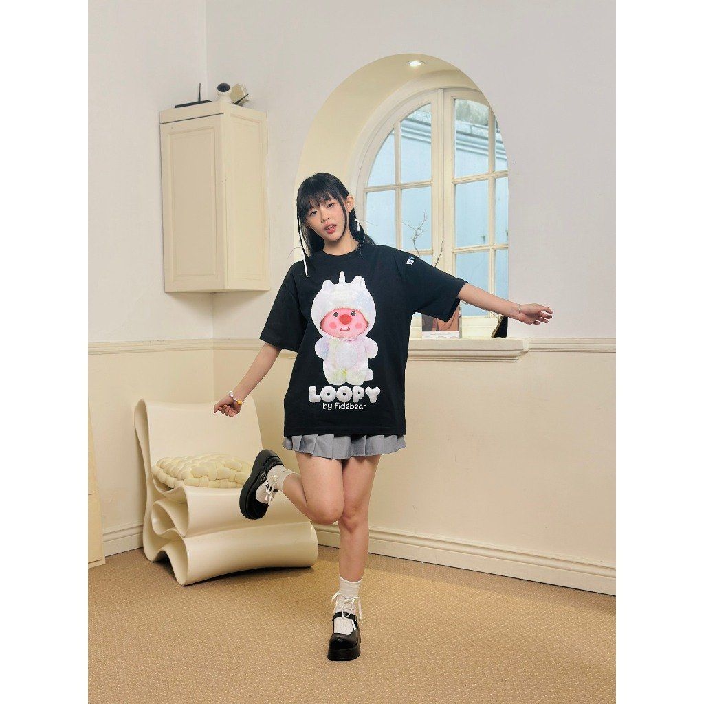 Áo thun FIDE LOOPY Hải Ly unisex form rộng cổ tròn LOOPY - AT15