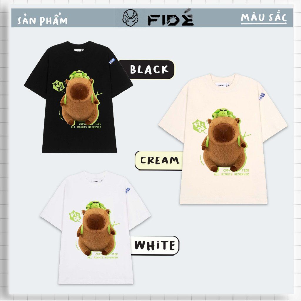 Áo thun FIDE CAPYBARA unisex form rộng cổ tròn CAPYBARA - AT58 Cotton
