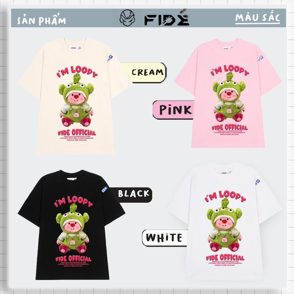 Áo thun FIDE LOOPY Hải Ly unisex form rộng cổ tròn LOOPY - AT16