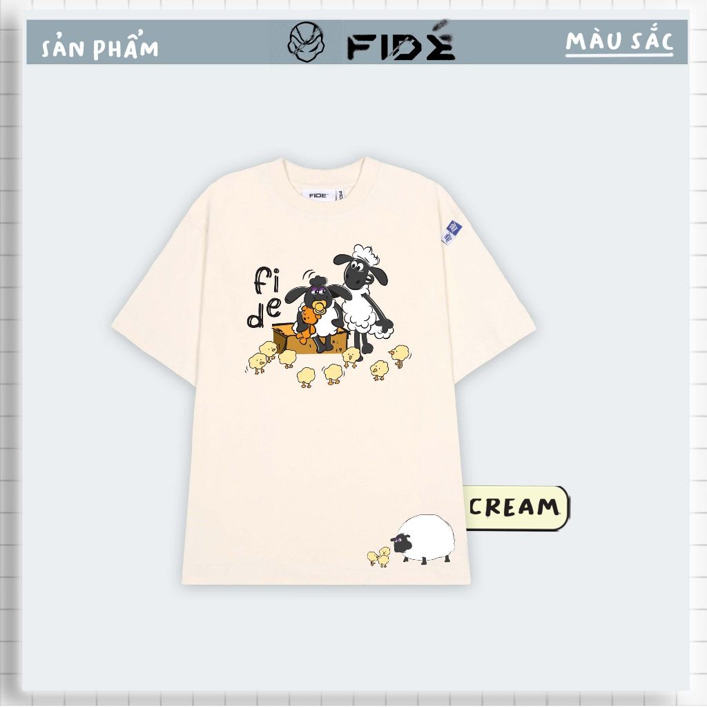 Áo thun FIDE Cừu Shaun phông trơn nam nữ cổ tròn unisex SHAUN 10