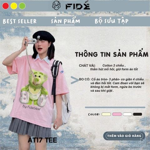 Áo thun FIDE GẤU BƠ unisex form rộng cổ tròn LOTSO - AT17