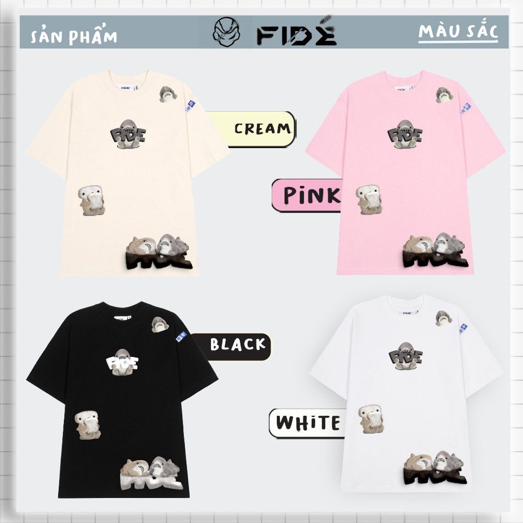 Áo thun FIDE shark unisex form rộng cổ tròn SHARK CUTE - AT09