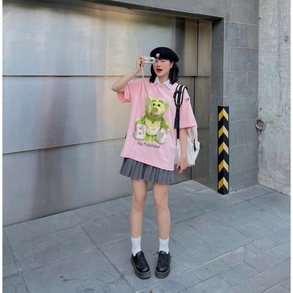 Áo thun FIDE GẤU BƠ unisex form rộng cổ tròn LOTSO - AT17