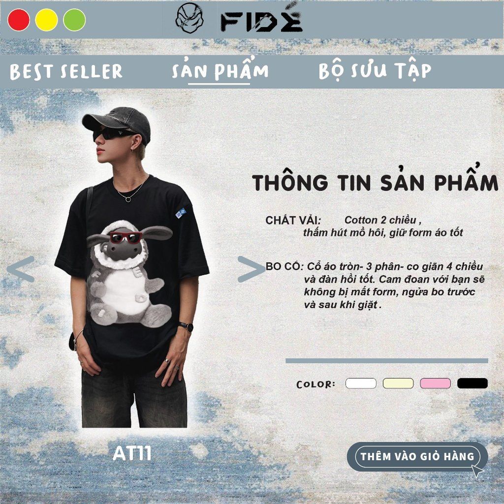 Áo thun FIDE shark unisex form rộng cổ tròn SHARK CUTE - AT11