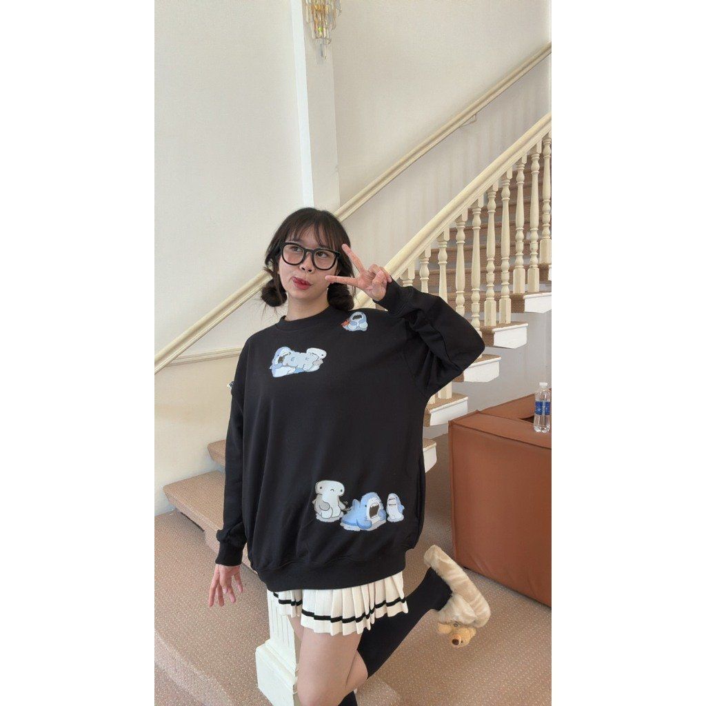 Áo Sweater FIDE SHARK unisex nam nữ Sweater Cotton oversize form rộng -SW03