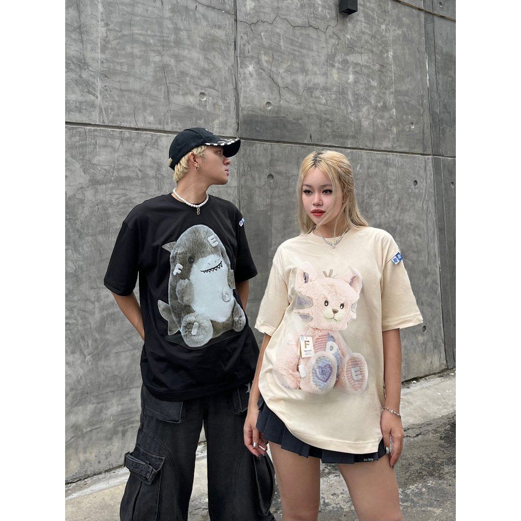 ÁO THUN FIDE GẤU FIDE UNISEX NAM NỮ CỔ TRÒN GẤU HỒNG - AT02