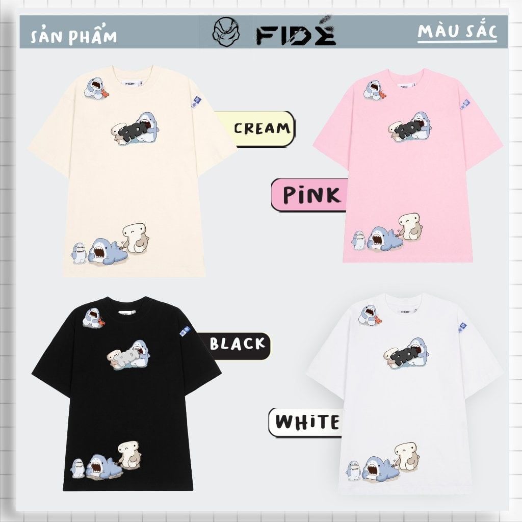 Áo thun FIDE shark unisex form rộng cổ tròn SHARK CUTE - AT10