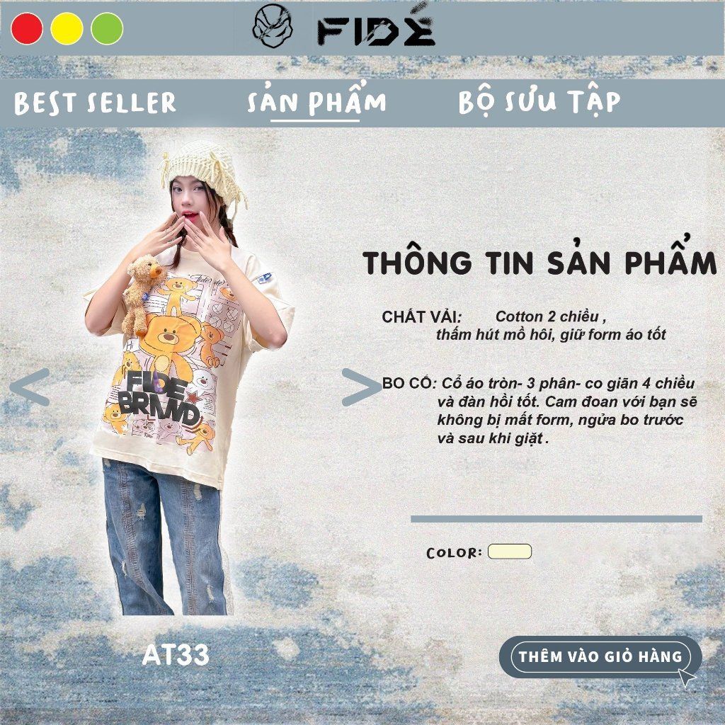 Áo thun FIDE TEEDY phông cotton unisex nam nữ form rộng cổ tròn ulzzang áo đính gấu - AT33 (TẶNG KÈM GẤU)