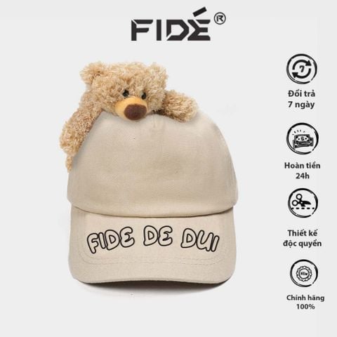 Mũ đính gấu FIDÉ Nón kết thêu FIDÉ unisex chính hãng FIDÉ đính gấu 01 (TẶNG KÈM GẤU)